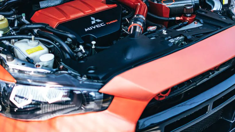 An open car bonnet revealing the engine bay