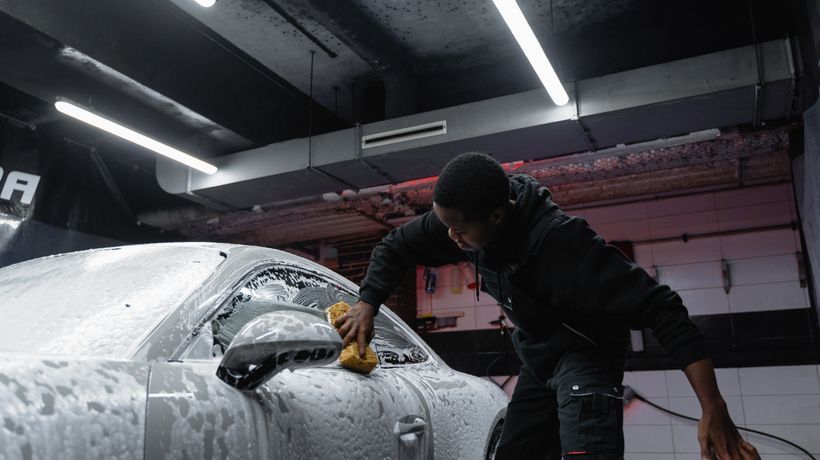 Cleaning a car interior to remove food stains