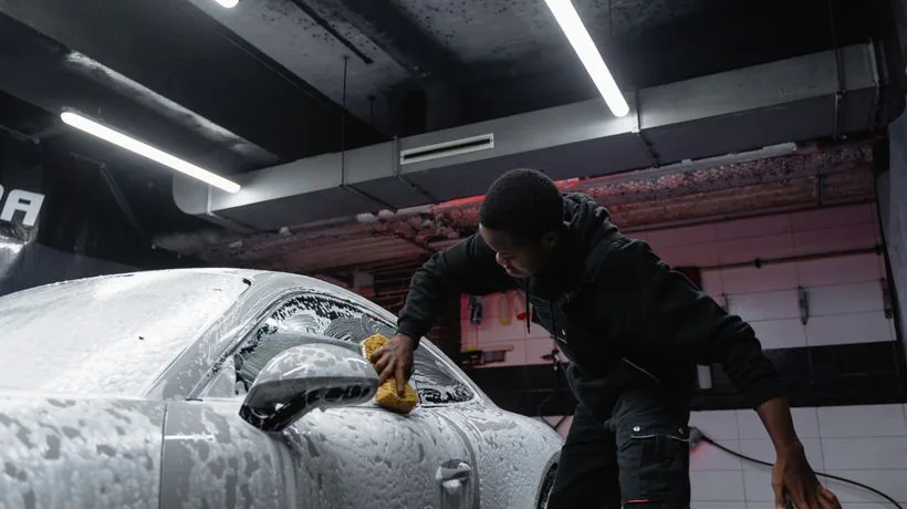 Cleaning a food stain from a car interior seat