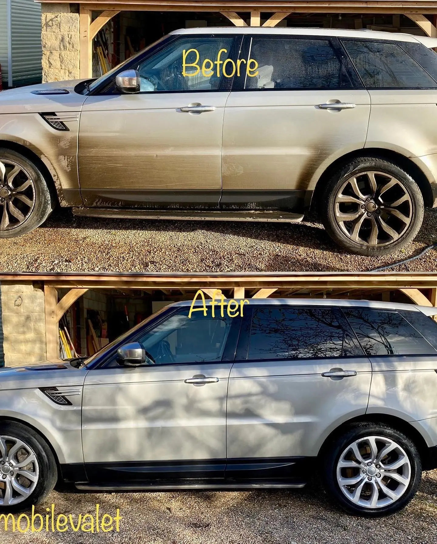 Range Rover Sport exterior before and after full valet